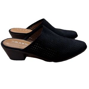 Trask Women's Size 10 Teresa Perforated Mules Black Suede Made In Brazil Slip On